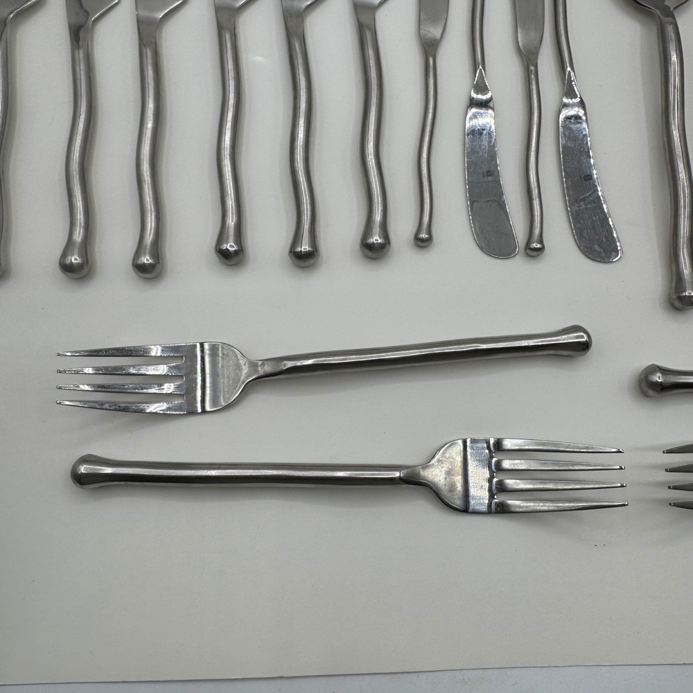 Gourmet Settings Treble Clef 18/10 Stainless Flatware Set 25 Piece Hand Forged - Picture 6 of 13